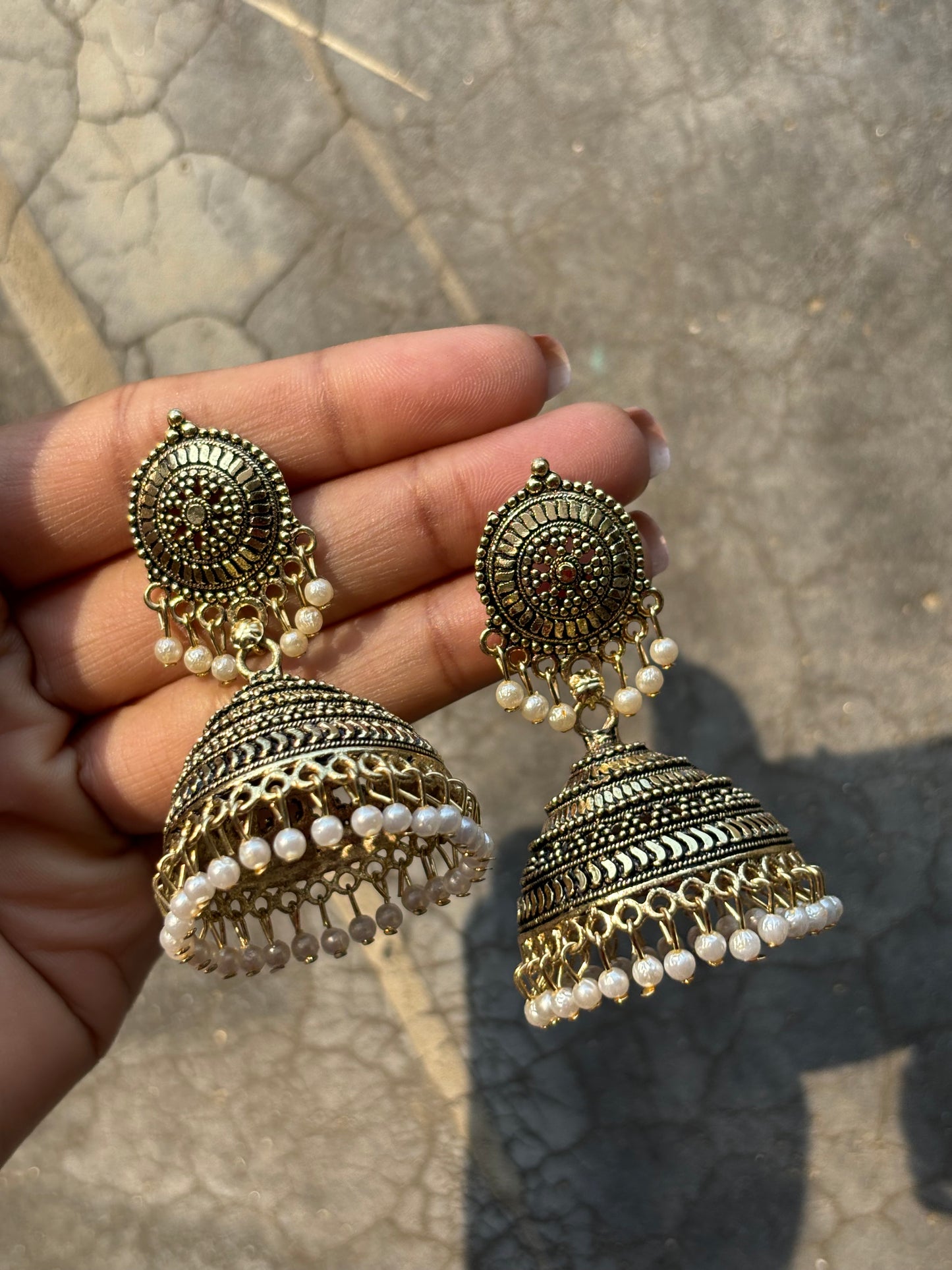 Beautiful Gold Tone Traditional Jhumka by hvjewellery.in