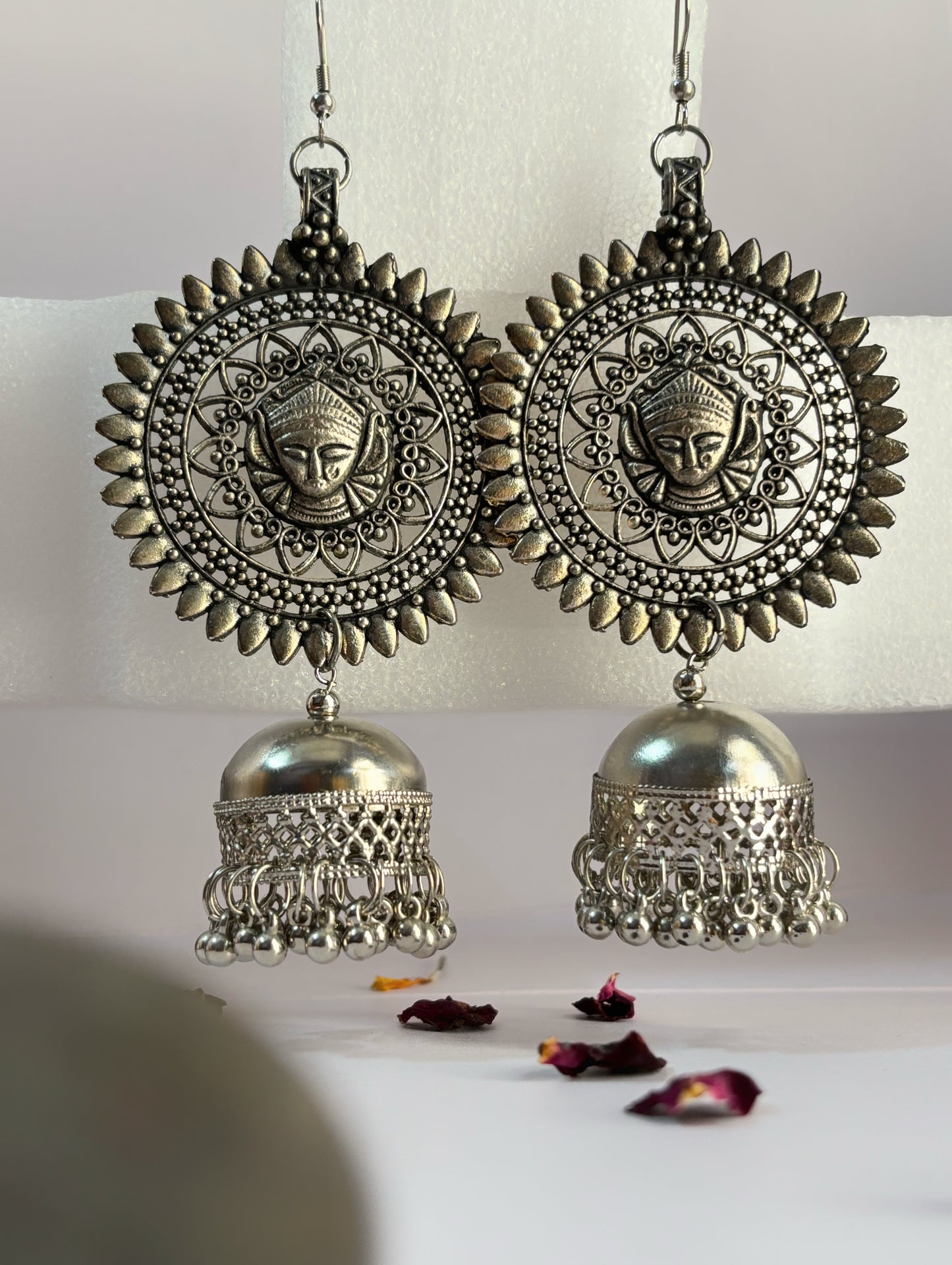 Silver Oxidised light weight Jhumka by hvjewellery.in