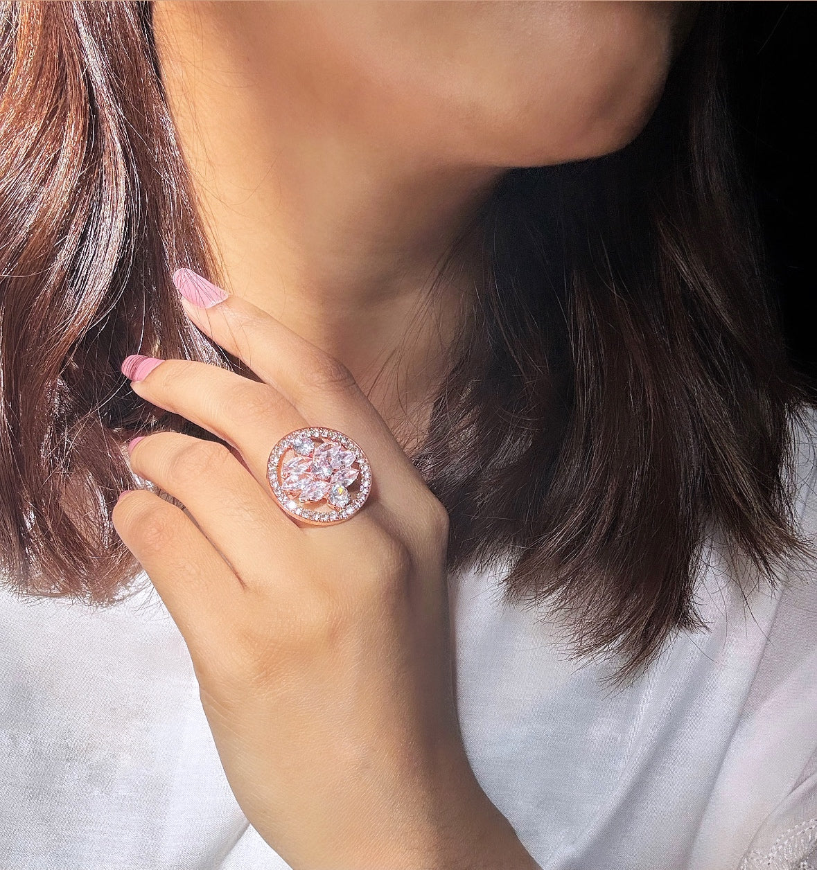 Beautiful shiny round rose gold Ring by hvjewellery.in