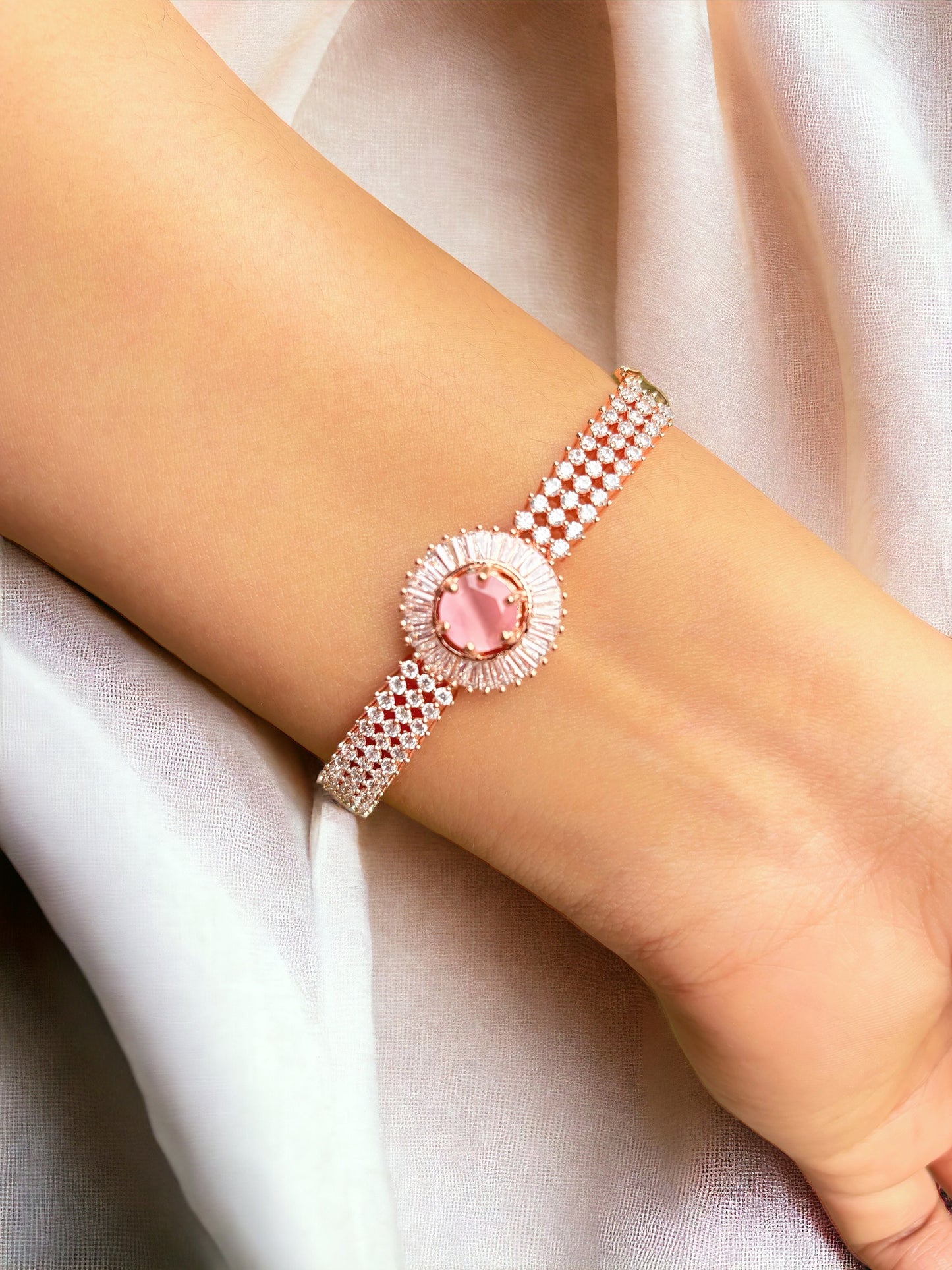 A beautiful bracelet with a Pink Stone by hvjewellery.in