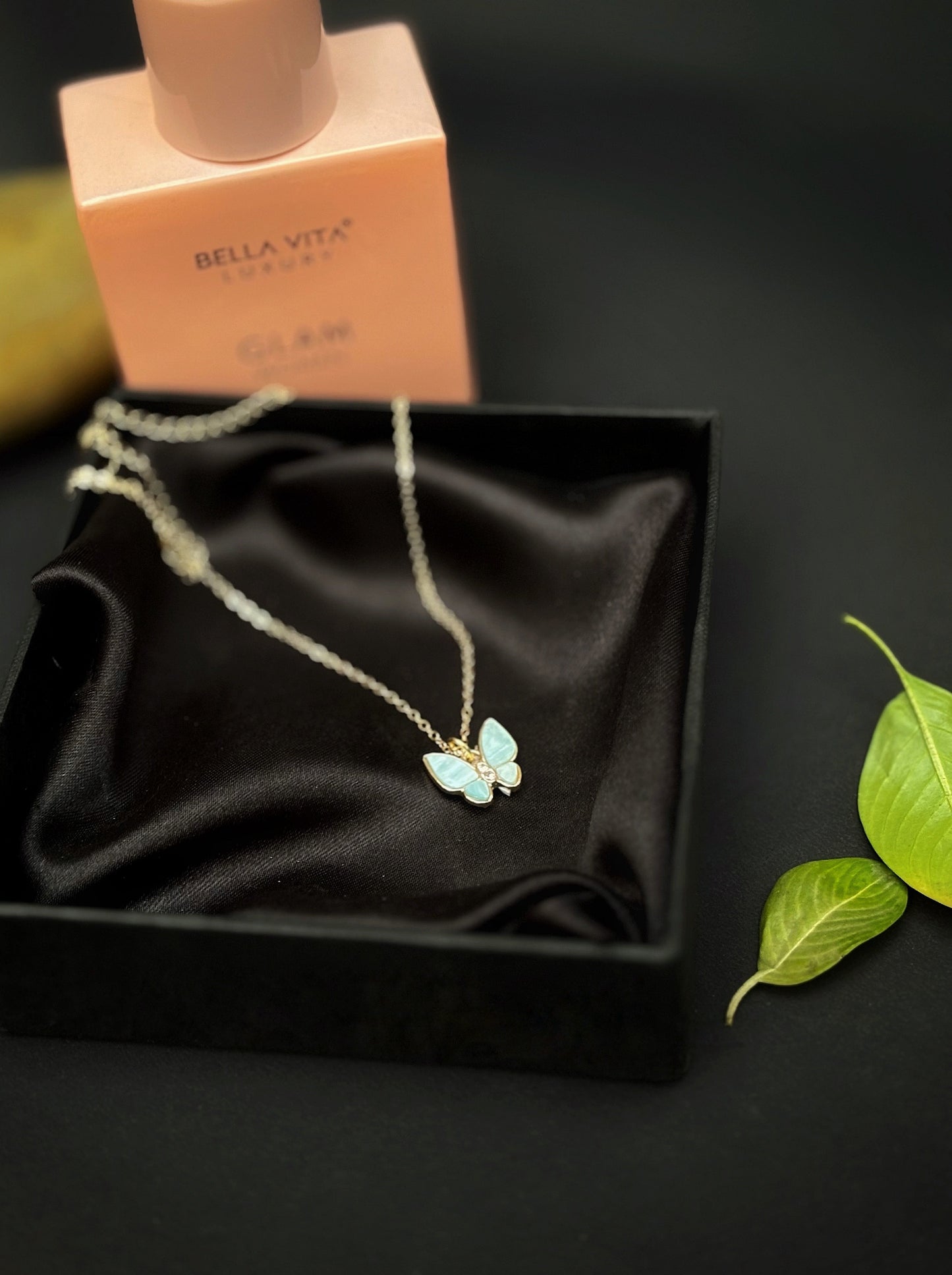 Beautiful Pendant with a sky blue butterfly by hvjewellery.in