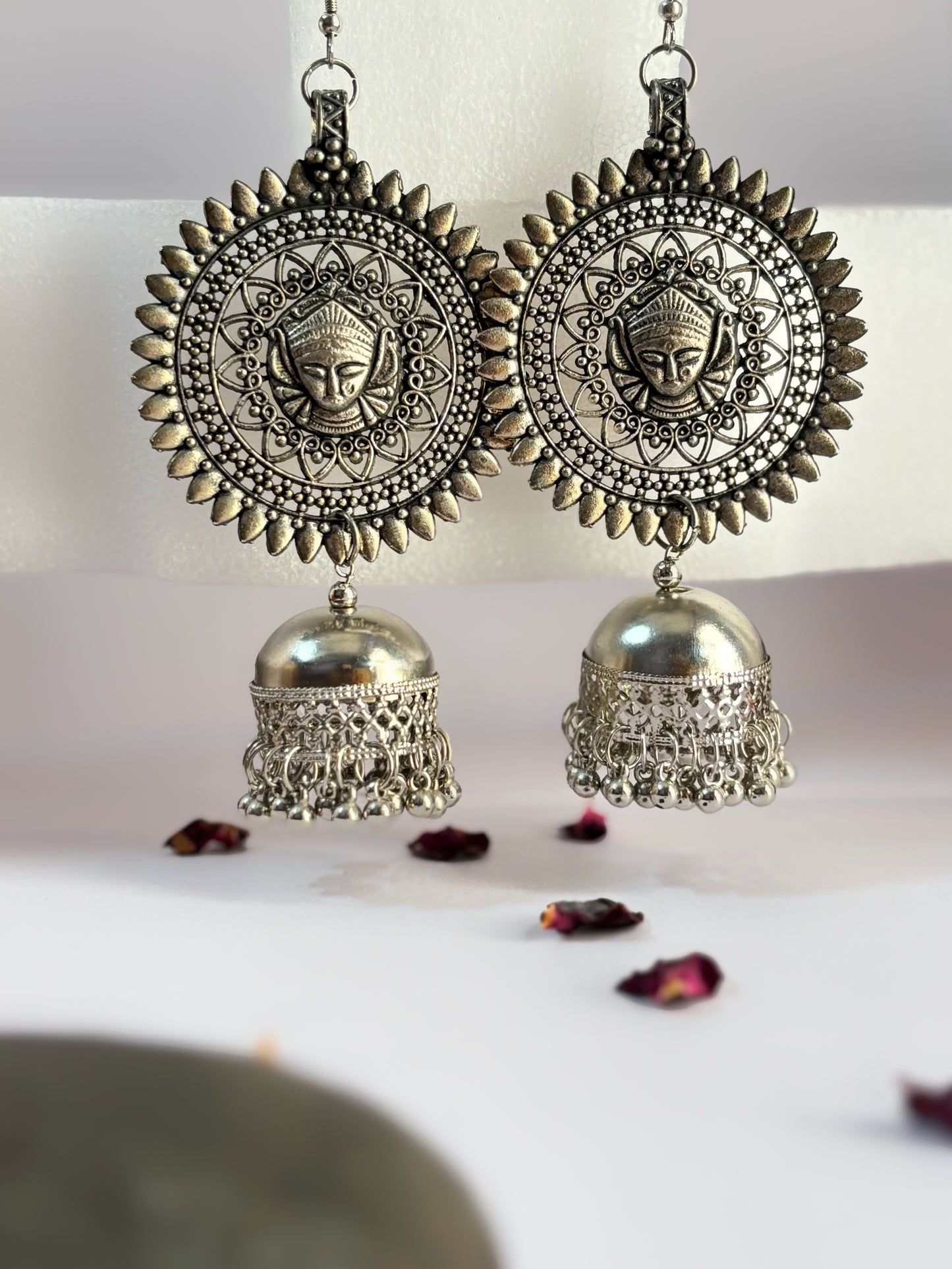 Silver Oxidised light weight Jhumka by hvjewellery.in