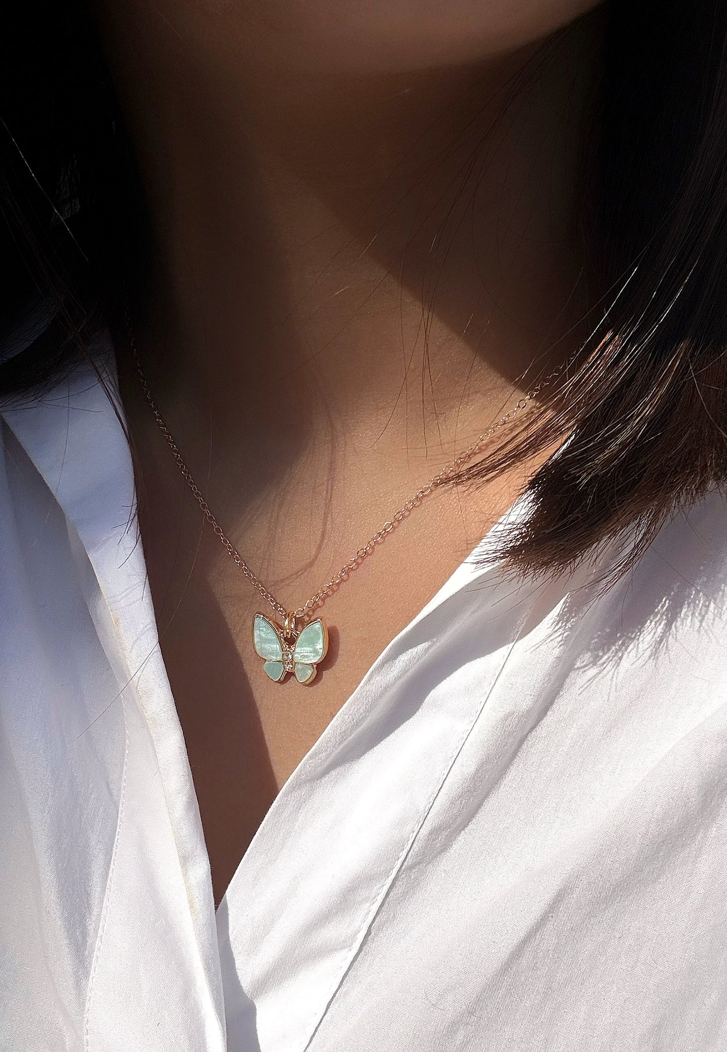 Beautiful Pendant with a sky blue butterfly by hvjewellery.in