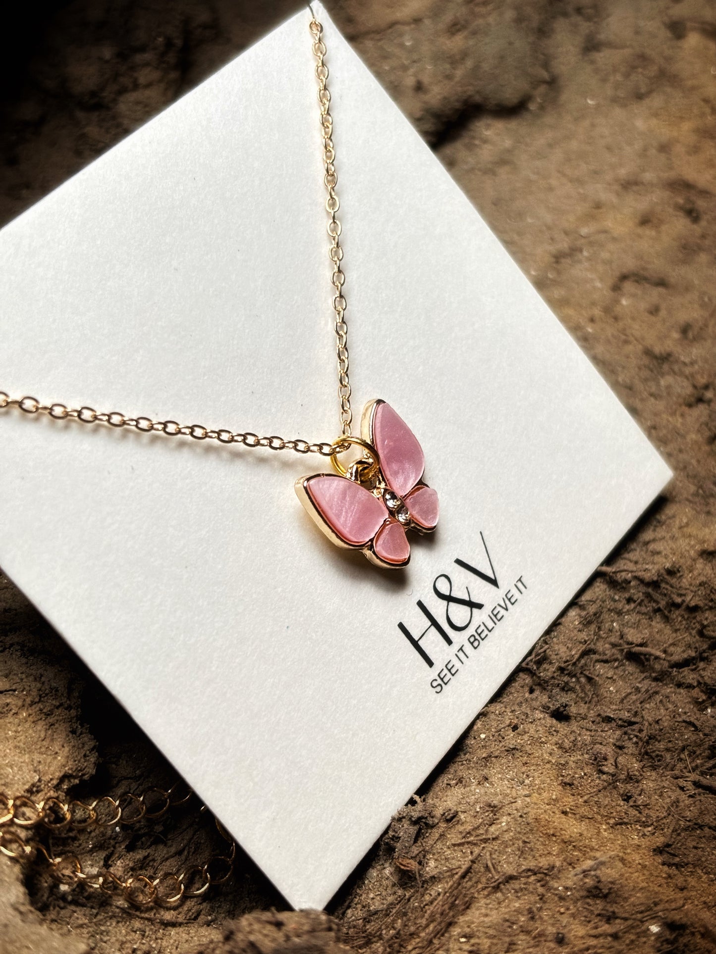 Light Pink Butterfly charm  by hvjewellery.in