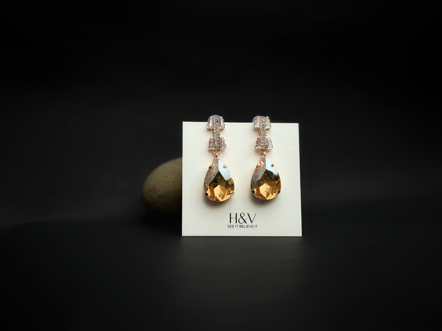 A Beautiful Luxurious yellow crystal earrings by hvjewellery.in