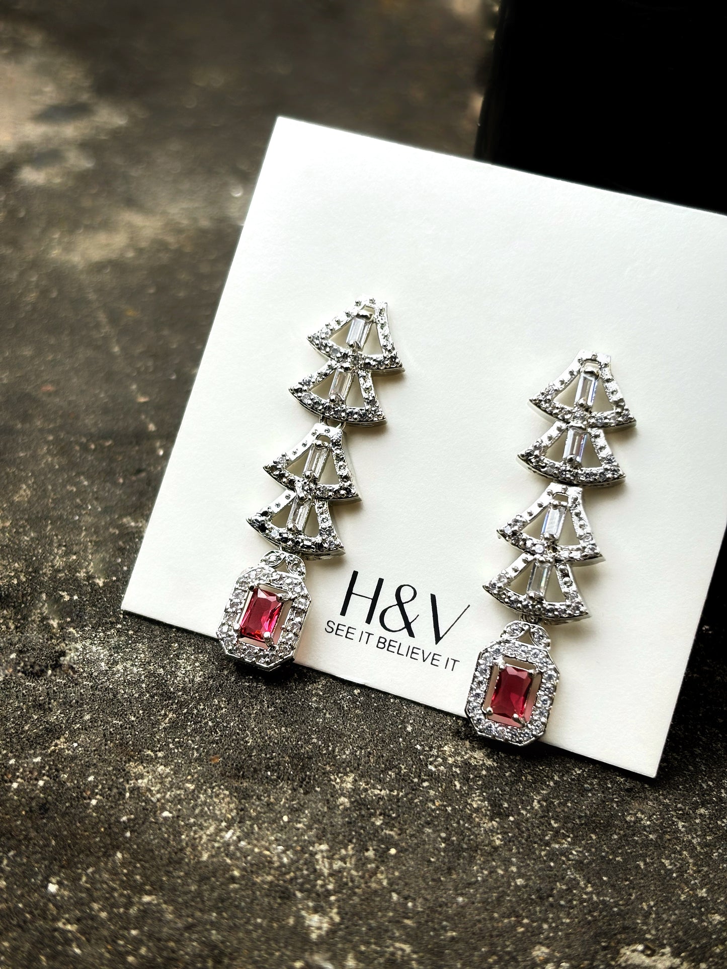 A diamond set with earring by hvjewellery.in