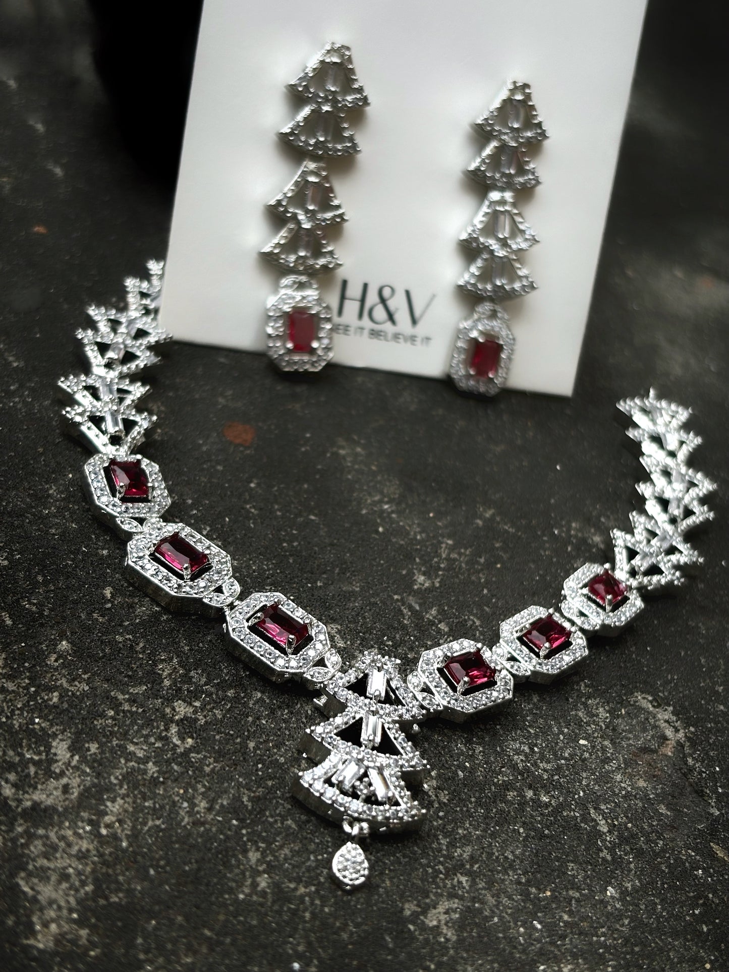 A diamond set with earring by hvjewellery.in