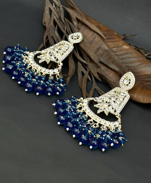 Traditional blue colour earrings by hvjewellery.in